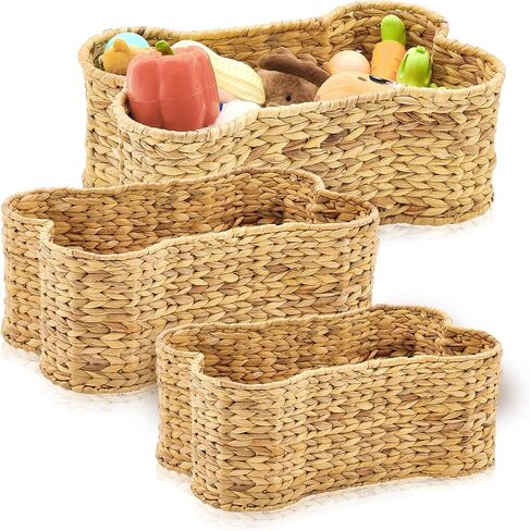 Wenqik 3 Pcs Bone Shaped Basket Dog Bone Basket Wicker Woven Pet Toy Basket Dog Toy Container Large Toy Bin for Pets Toy Storage Toy Box 3 Different Sizes About 17.7, 20.9, 23.6inches in Saudi Arabia