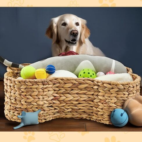 Wenqik 3 Pcs Bone Shaped Basket Dog Bone Basket Wicker Woven Pet Toy Basket Dog Toy Container Large Toy Bin for Pets Toy Storage Toy Box 3 Different Sizes About 17.7, 20.9, 23.6inches in Saudi Arabia