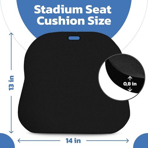 NBR Black Portable Stadium Seat Cushion 13 * 14 * 0,8inch, Bleacher Cushion, Soft and Comfortable Stadium Cushion, Soft Foam Padded Stadium Cushionfor Outdoor Events Use in Saudi Arabia