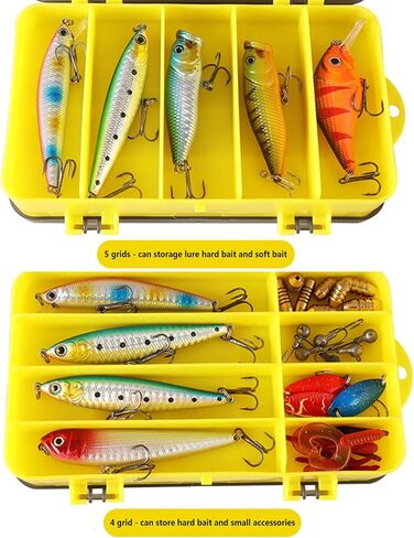 Naiveferry قطعة واحدة من صندوق معالجة مزدوج الجوانب، صندوق تخزين بلاستيكي لصيد الأسماك، حقيبة تخزين شفافة، منظم صندوق أدوات صيد محمول لأدوات الصيد في الهواء الطلق (أحمر) in Kuwait