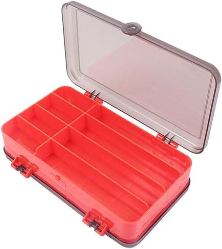 Naiveferry قطعة واحدة من صندوق معالجة مزدوج الجوانب، صندوق تخزين بلاستيكي لصيد الأسماك، حقيبة تخزين شفافة، منظم صندوق أدوات صيد محمول لأدوات الصيد في الهواء الطلق (أحمر) in Kuwait