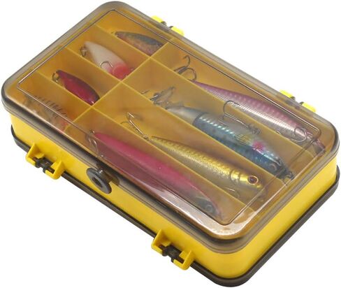 Naiveferry قطعة واحدة من صندوق معالجة مزدوج الجوانب، صندوق تخزين بلاستيكي لصيد الأسماك، حقيبة تخزين شفافة، منظم صندوق أدوات صيد محمول لأدوات الصيد في الهواء الطلق (أحمر) in Kuwait