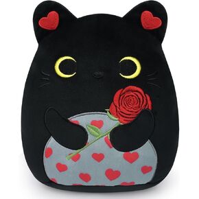 حيوانات محشوة في عيد الحب من bekrgwiy، قطة سوداء لطيفة من القطيفة مع وردة مطرزة وقلب حب، هدايا عيد الحب للأطفال والصديقات، ديكور منزلي لحفلات عيد الحب in Kuwait