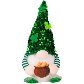 FAVOMOTO Luminous St. Patrick Day Gnomes Doll, Green Plush Shamrock Gnomes Figurine Decorations Irish Dwarf Table Centerpiece for Festival Decoration and Party Photo Prop in Saudi Arabia