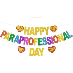 Happy Paraprofessional Day Banner - NO DIY Para Professional Day Decorations For Office Décor Paraprofessional Appreciation Gifts Glitter in Kuwait