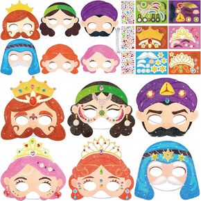 Fancy Land 24 Pack Purim Mask Craft Kits for Kids DIY Glitter Purim Story Character Mask for Jewish Holiday Party Favors Classroom Activities Projects in Saudi Arabia