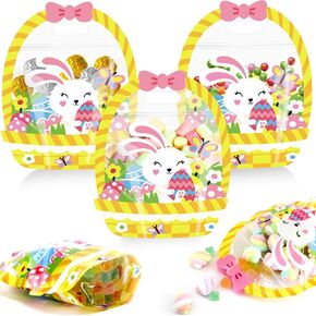 24 قطعة من أكياس هدايا عيد الفصح من YGEINIT، أكياس حلوى الأرنب بمقابض، حقيبة بلاستيكية ملونة محكمة الغلق من أجل هدية حلوى جودي للمسيحيين ومدرسة الأحد والكنيسة الربيعية ومستلزمات تغليف يوم عيد الفصح in Kuwait