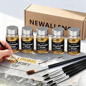 Professional Headstone Paint Kit - Monument Inscription Paint Long-Lasting, Weather-Resistant Formula for Restoring Faded Gravestone Lettering/Tombstone Inscriptions on Granite & Marble(Black) in Saudi Arabia