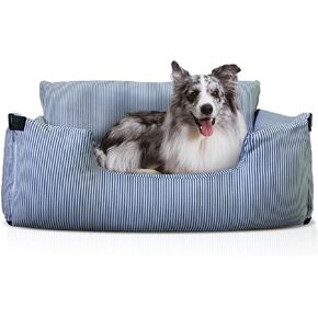 Johnear Dog Car Seat Pet Travel Booster Seat with Safety Leash Detachable and Washable, Non-Slip Portable Cat Nest Pet Carrier Bed Dog Back Seat Handbag Cushion Couch，Brown Stripe for Medium Dogs Bed in Saudi Arabia