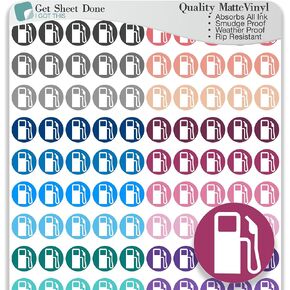 ملصق مخطط الغاز / 110 ملصقات منقطة من الفينيل (1/3 بوصة) / تعبئة السيارة والعناية بالصيانة/مخطط الحياة الإنتاجية الأساسية/مجلة Bujo Bullet Journal/مواعيد المهام (ورقة واحدة) in Kuwait