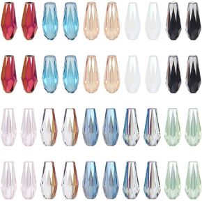 SUNNYCLUE 1 صندوق 200 قطعة 10 ألوان قطرة الماء حبة الزجاج دمعة الخرز السائبة بالكهرباء الأوجه المسيل للدموع قطرة الماء على شكل حبة فاصل فضفاضة لصنع المجوهرات سوار قلادة DIY لوازم الحرف اليدوية in Kuwait