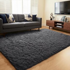 Comeet Runner Rugs for Bedroom, Anti-Skid Plush Fluffy Rugs, Indoor Floor Living Room Carpet for Kids Girls Boys Teen Nursery Home Decor Aesthetic, Nursery, 2 x 6 Feet Anthracite Gray in Kuwait