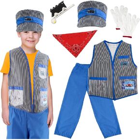 7 قطع أطفال قطار مهندس زي مجموعة مهندس قبعة موصل سترة باندانا قطار موصل اللباس الزي للبنين والبنات عيد الهالوين يوم العمل التظاهري للحفلات التنكرية in Kuwait