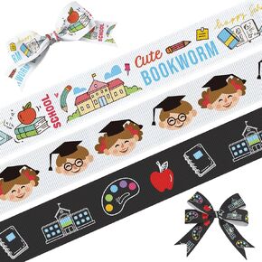 3 Rolls 15 Yards Back to School Ribbons for Gift Wrapping Crafts, 3/8" Preschool Grosgrain Ribbon Bookworm Apple Books Ribbons for First Day of School Kindergarten Party Decoration in Saudi Arabia