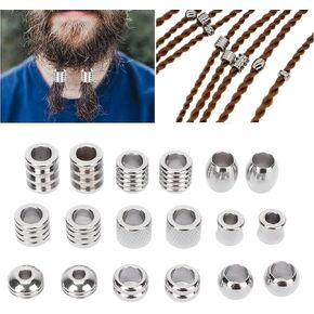 18pcs Beard Beads for Men, Viking Beard Beads, Viking Hair Beads, Beard Ornaments for Men Hair Beard Beads Braiding Beads Stainless Steel Dread Beads Viking Jewelry in Kuwait