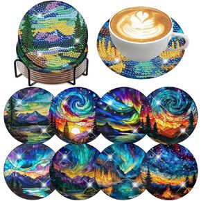 8 Pcs Diamond Art Coasters, DIY Hummingbird Diamond Painting Coasters with Cork Pads, Non Slip Diamond Art Kits for Adults-Crafts Supplies for Gift Home Decor in Saudi Arabia