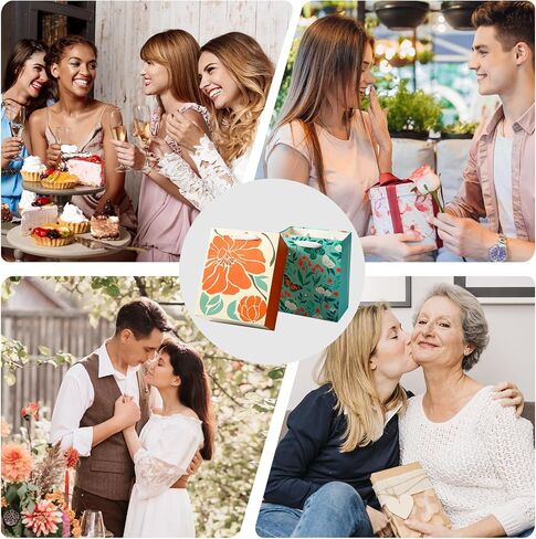 8 Pack Gift Bags with Tissue Paper Medium Size 9.8"x 7.8"x 4.7", Assorted Designs Paper Bags with Handles, Gift Bags Bulk for Birthday, Mother's Day, Easter Day, Baby Showers, Bridal Showers, Wedding Any Occasion in Saudi Arabia