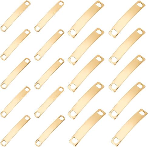 UNICRAFTALE 20 قطعة 2 أنماط منحنيات مستطيلة وصلات من الفولاذ المقاوم للصدأ موصلات وصلة 34-39 مم ذهبية ختم فارغة علامات موصلات لسوار DIY قلادة صنع المجوهرات ثقب 4-5 مم in Kuwait