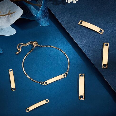 UNICRAFTALE 20 قطعة 2 أنماط منحنيات مستطيلة وصلات من الفولاذ المقاوم للصدأ موصلات وصلة 34-39 مم ذهبية ختم فارغة علامات موصلات لسوار DIY قلادة صنع المجوهرات ثقب 4-5 مم in Kuwait