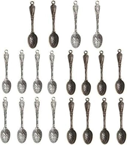 20Pcs Antique Silver Color 10 x 49 mm Vintage Carved Spoon Metal Charms Accessories Beading Supplies for Women,DIY Craft Jewelry Making Necklace Bracelet Key Chain,Beading and Jewelry Making in Saudi Arabia