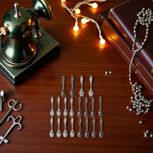 20Pcs Antique Silver Color 10 x 49 mm Vintage Carved Spoon Metal Charms Accessories Beading Supplies for Women,DIY Craft Jewelry Making Necklace Bracelet Key Chain,Beading and Jewelry Making in Saudi Arabia
