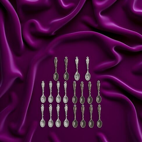 20Pcs Antique Silver Color 10 x 49 mm Vintage Carved Spoon Metal Charms Accessories Beading Supplies for Women,DIY Craft Jewelry Making Necklace Bracelet Key Chain,Beading and Jewelry Making in Saudi Arabia