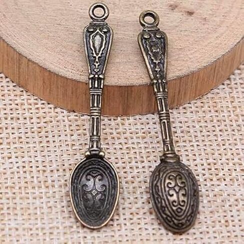 20Pcs Antique Silver Color 10 x 49 mm Vintage Carved Spoon Metal Charms Accessories Beading Supplies for Women,DIY Craft Jewelry Making Necklace Bracelet Key Chain,Beading and Jewelry Making in Saudi Arabia