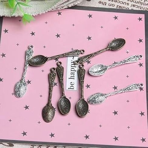 20Pcs Antique Silver Color 10 x 49 mm Vintage Carved Spoon Metal Charms Accessories Beading Supplies for Women,DIY Craft Jewelry Making Necklace Bracelet Key Chain,Beading and Jewelry Making in Saudi Arabia