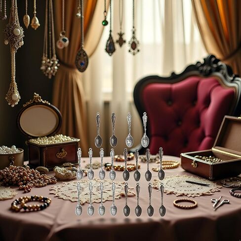 20Pcs Antique Silver Color 10 x 49 mm Vintage Carved Spoon Metal Charms Accessories Beading Supplies for Women,DIY Craft Jewelry Making Necklace Bracelet Key Chain,Beading and Jewelry Making in Saudi Arabia