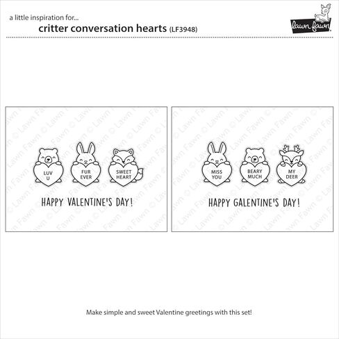 Lawn Fawn LF3948 Critter Conversation Hearts 4X6 Clear Stamp Set in Saudi Arabia