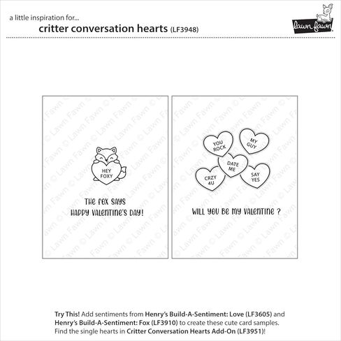 Lawn Fawn LF3948 Critter Conversation Hearts 4X6 Clear Stamp Set in Saudi Arabia