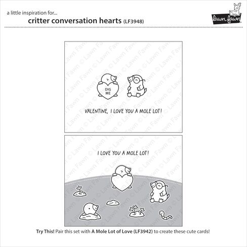 Lawn Fawn LF3948 Critter Conversation Hearts 4X6 Clear Stamp Set in Saudi Arabia