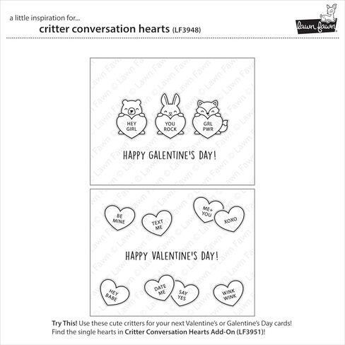 Lawn Fawn LF3948 Critter Conversation Hearts 4X6 Clear Stamp Set in Saudi Arabia