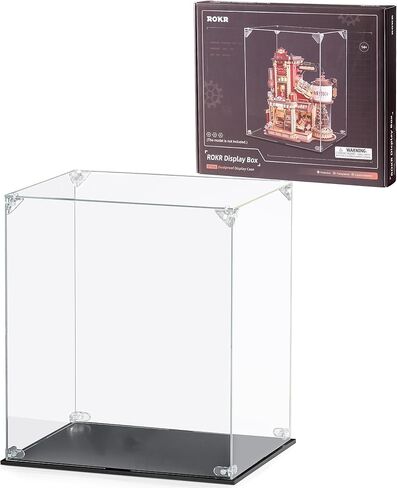 ROKR Clear Acrylic Display Case for Collectibles,Dust-Proof Showcase with Plastic Base, Easy Snap Assemble, Stackable Design for ROKR Wooden Puzzles & Model Kits in Saudi Arabia