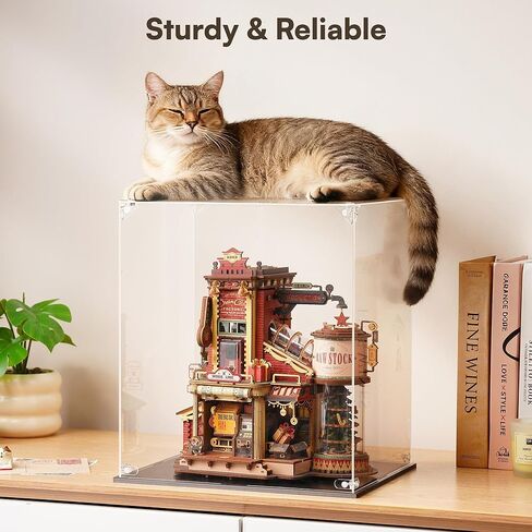 ROKR Clear Acrylic Display Case for Collectibles,Dust-Proof Showcase with Plastic Base, Easy Snap Assemble, Stackable Design for ROKR Wooden Puzzles & Model Kits in Saudi Arabia