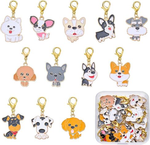 Animal Dog Clip on Charms Bag Purse Keychain Charms for Jewelry Making Alloy Enamel Bracelets Stitch Markers in Saudi Arabia