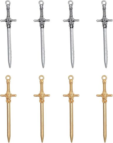 sowaka 50 Pcs Sword Charms Zinc Alloy Metal 4.9 X 1.2 cm Vintage Pendants for Women DIY Necklace Bracelets Keychain Earring Bookmark Scrapbooking Christmas Decoration Supplies in Saudi Arabia