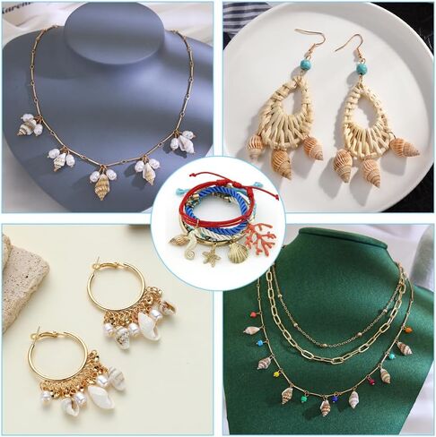Beebeecraft 1 Box 100Pcs Shell Charm 18K Gold Plated Brass Natural Ocean Animals Charms with Copper Wire for Earring Bracelet DIY Jewelry Making in Saudi Arabia