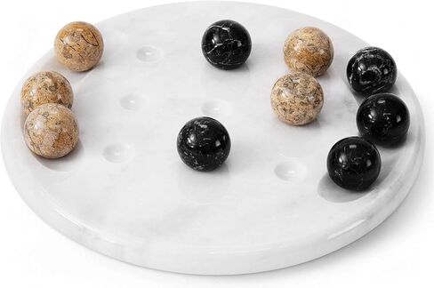 Radicaln Marble Tic Tac Toe Board Game 10" Inches White & Oceanic Handmade Strategy Board Games for Coffee Table Decor, Adult Board Games for Game Night in Saudi Arabia