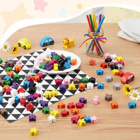 120 Pcs Wooden Meeples Colorful Meeples Pieces Games Accessories Family Board Game Tokens, Player Pieces, Creative Projects in Saudi Arabia