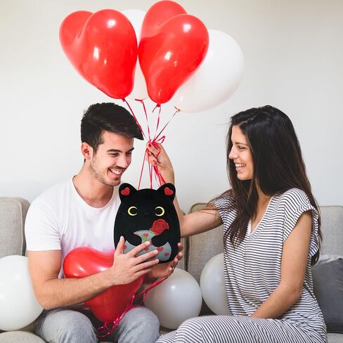 حيوانات محشوة في عيد الحب من bekrgwiy، قطة سوداء لطيفة من القطيفة مع وردة مطرزة وقلب حب، هدايا عيد الحب للأطفال والصديقات، ديكور منزلي لحفلات عيد الحب in Kuwait