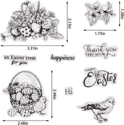 Happy Easter Words Clear Stamps for Card Making, Easter Eggs Birds Clear Stamps Easter Animals Background Transparent Rubber Seal Stamps for DIY Photo Scrapbooking Card Album Crafting Supplies in Saudi Arabia