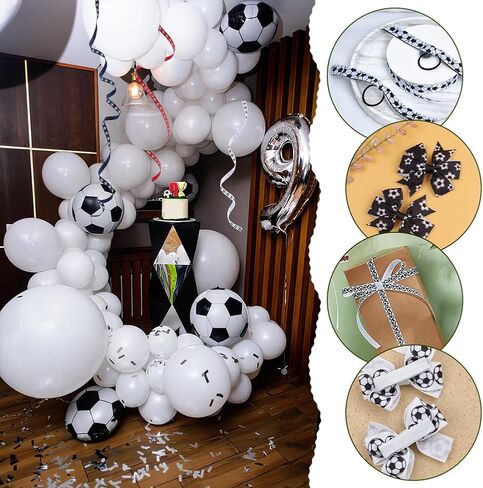 أشرطة كرة القدم PH PandaHall بطول 30 ياردة، أشرطة Grosgrain مقاس 3/8 بوصة، أشرطة رياضية ذات طابع رياضي لتغليف الهدايا، أشرطة الفريق، وأقواس الشعر، والحرف اليدوية، وتزيين الحفلات (أبيض، أحمر، أزرق)، 3 بكرات in Kuwait