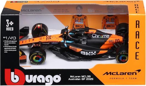 Bburago MCL39#81 Oscar Piastri Formula One F1 Australian GP (2025) "Race Series 1/43 Diecast Model Car 38248OP in Saudi Arabia