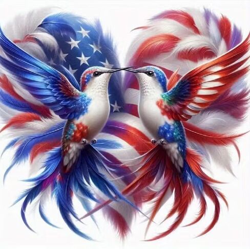 KTHOFCY 5D DIY USA Flag Hummingbird Diamond Painting Kits for Adults,American Flag Full Drill Embroidery Cross Stitch Crystal Rhinestone Paintings Arts Wall Decor Painting Dots Kits 11.8X11.8 inch in Saudi Arabia