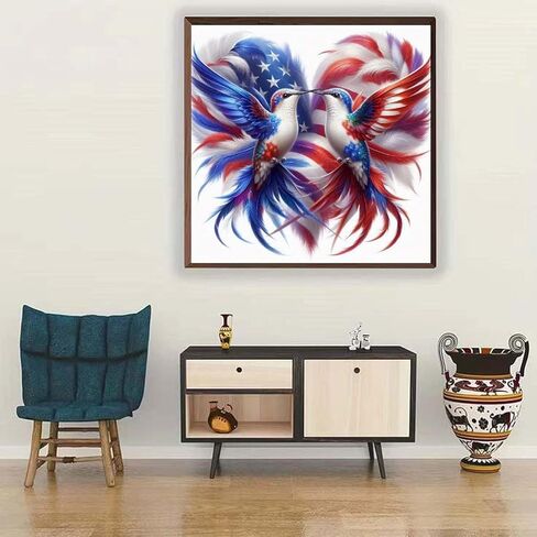 KTHOFCY 5D DIY USA Flag Hummingbird Diamond Painting Kits for Adults,American Flag Full Drill Embroidery Cross Stitch Crystal Rhinestone Paintings Arts Wall Decor Painting Dots Kits 11.8X11.8 inch in Saudi Arabia