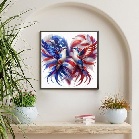 KTHOFCY 5D DIY USA Flag Hummingbird Diamond Painting Kits for Adults,American Flag Full Drill Embroidery Cross Stitch Crystal Rhinestone Paintings Arts Wall Decor Painting Dots Kits 11.8X11.8 inch in Saudi Arabia