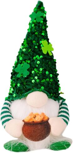 FAVOMOTO Luminous St. Patrick Day Gnomes Doll, Green Plush Shamrock Gnomes Figurine Decorations Irish Dwarf Table Centerpiece for Festival Decoration and Party Photo Prop in Saudi Arabia