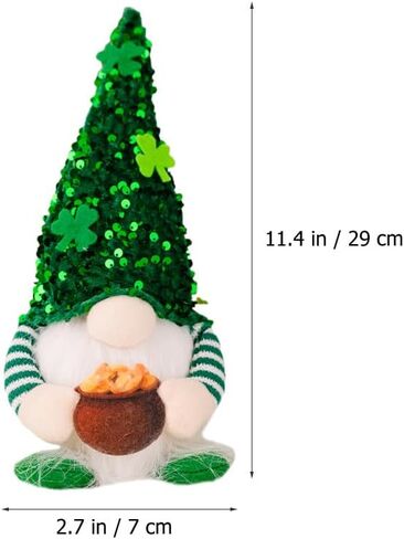 FAVOMOTO Luminous St. Patrick Day Gnomes Doll, Green Plush Shamrock Gnomes Figurine Decorations Irish Dwarf Table Centerpiece for Festival Decoration and Party Photo Prop in Saudi Arabia