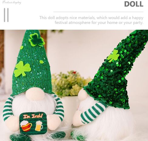 FAVOMOTO Luminous St. Patrick Day Gnomes Doll, Green Plush Shamrock Gnomes Figurine Decorations Irish Dwarf Table Centerpiece for Festival Decoration and Party Photo Prop in Saudi Arabia